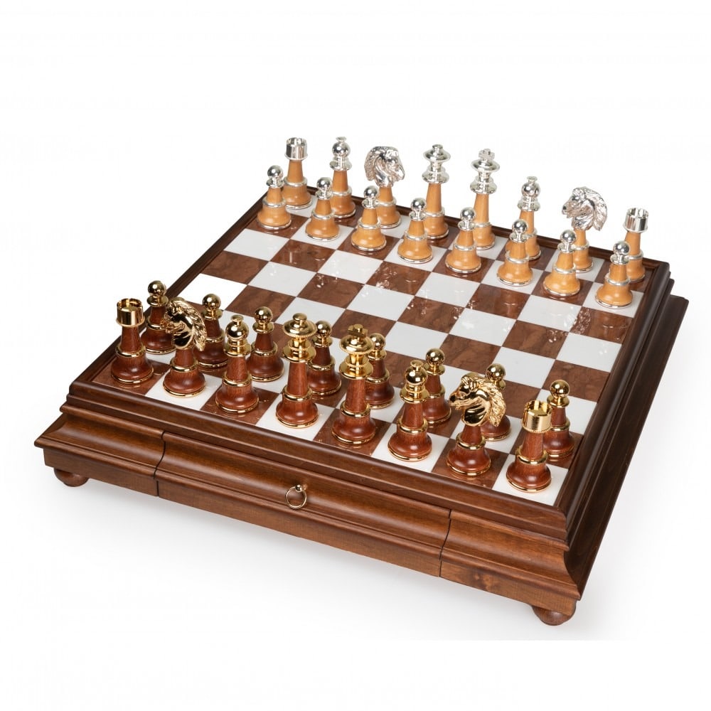 Store Indya Exclusive Schach Set Klassisch Spiel Marmor Schachbrett mit  Staunton Stuck und Holzlager Samtinnenraum