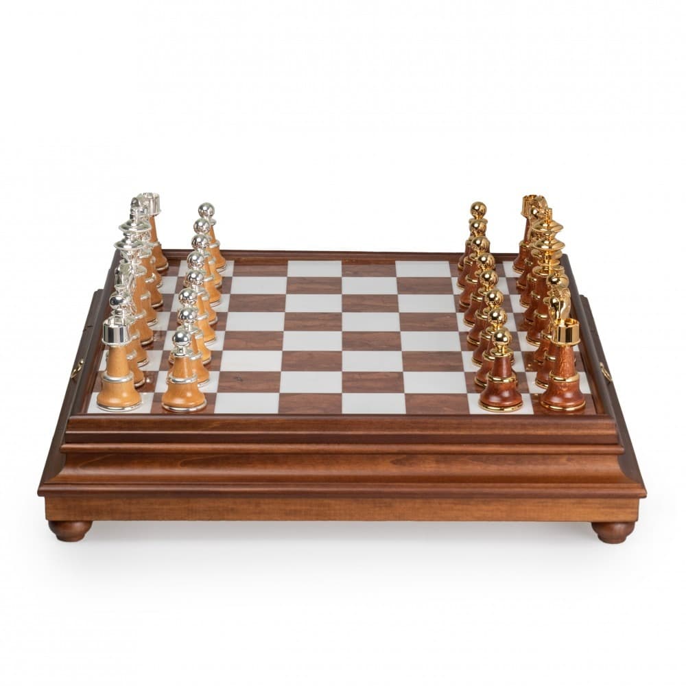 Schachbrett auf Holzfuß Spielbrett aus Marmor Geant Schachspiel