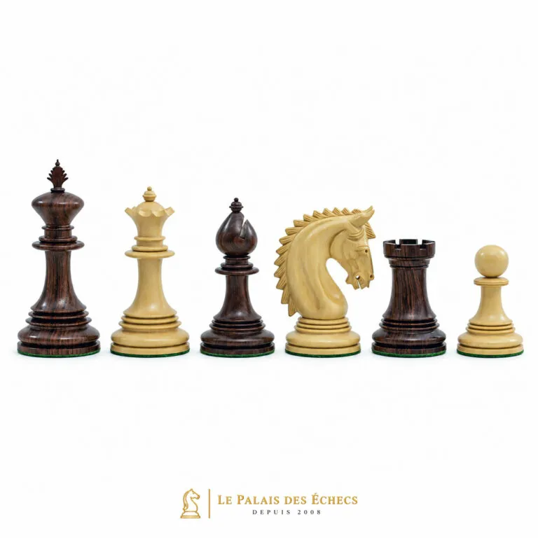 Schachfiguren Lemington aus Rosenholz, König, Dame, Läufer, Springer, Turm und Bauer