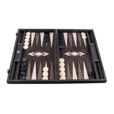 Backgammon en Placage d'Ébène avec Pions en Nacre