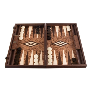 Backgammon en Ronce de Noyer avec Supports Latéraux - 3 Tailles