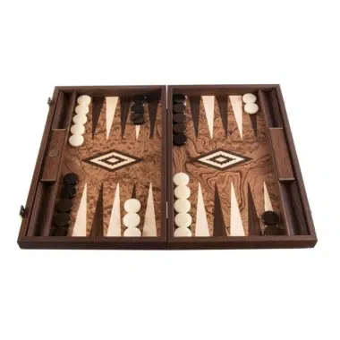 Backgammon en Ronce de Noyer avec Supports Latéraux - 3 Tailles