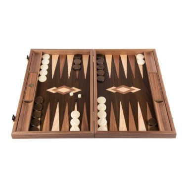 Backgammon Tronc d'Arbre de Noyer avec Supports Latéraux