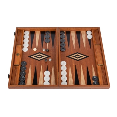 Backgammon en Bois d'Acajou avec Supports Latéraux