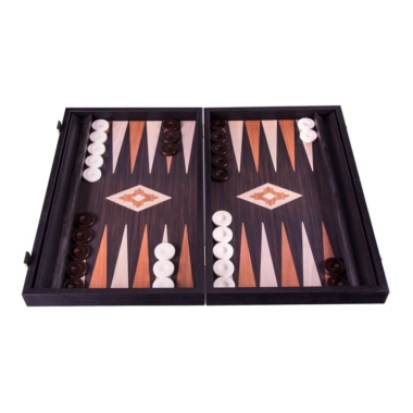 Backgammon en Bois Imitation Wengé avec Points en Noyer et Chêne -  3 Tailles