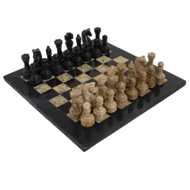 Set "Alter Tempel" Schachbrett und Schachspiel aus Marmor