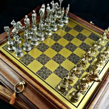 Set Grand Napoléon IV Original Holzschachbrett und Metallschachspiel – Bild 5