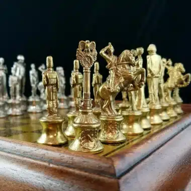 Set Grand Napoléon IV Original Holzschachbrett und Metallschachspiel – Bild 6
