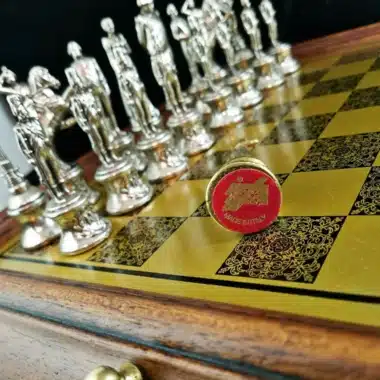 Set Grand Napoléon IV Original Holzschachbrett und Metallschachspiel – Bild 8