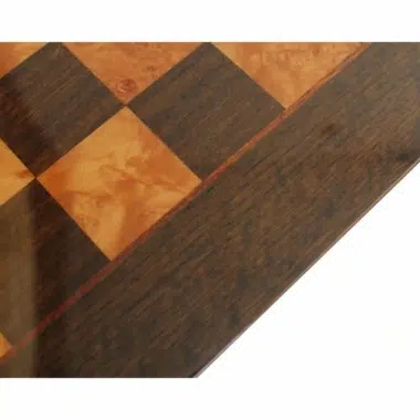 Echiquier en Bois de Loupe de Madrone, Eucalyptus et Bruyère Laqué