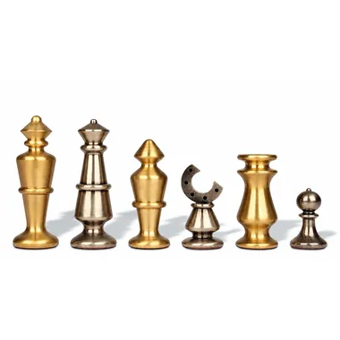Schachfiguren Modern aus goldenem Messing und Bronze, klares Design