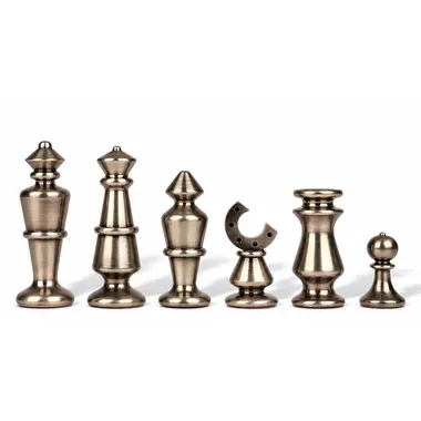 Schachfiguren Modern aus versilbertem Metall, Gesamtansicht der Silhouetten