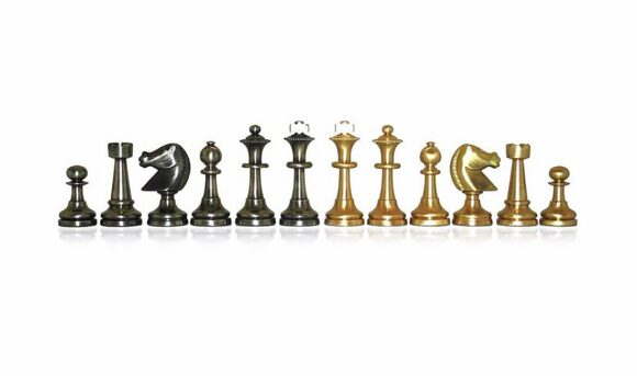 Schachspiel "Large Staunton" aus massivem Messing
