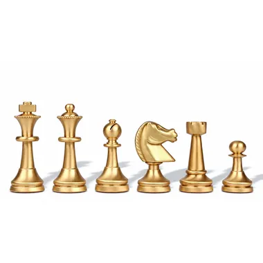 Schachfiguren aus massivem Messing Large Staunton, komplett goldfarben
