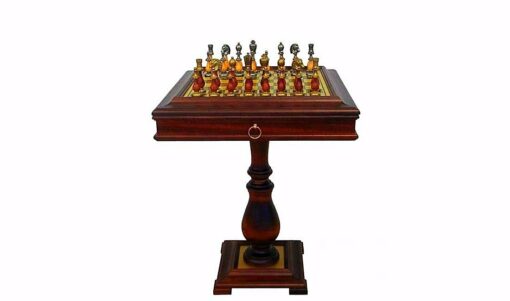 Set "Arabic Style" Holz- und Messingtisch & Schachspiel aus Metall und Holz