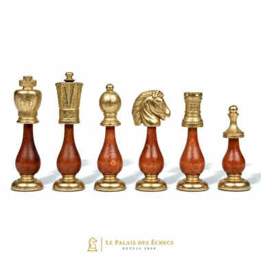 Schachfiguren Arabic Style komplett golden, Detail von Turm und Springer