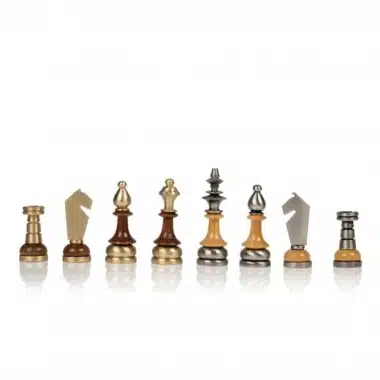 Alternative view of Schachspielset aus massivem Messing und Holz mit glänzendem Nussbaum-Schachbrett