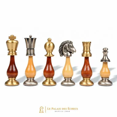 Schachfiguren Oriental aus Holz und Messing, silberne und goldene Ausführung