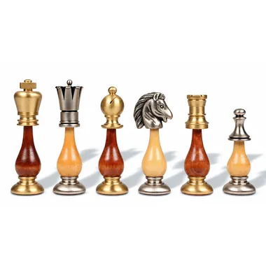 Schachfiguren Oriental aus Holz und Messing, silberne und goldene Ausführung