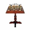 Set "Staunton XL" Schachbretttisch aus Heidekrautwurzel und Schachspiele aus Holz und massivem Messing