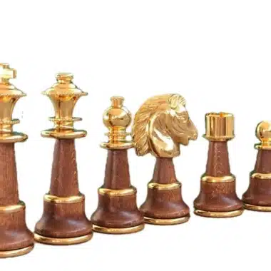 Schachspiel aus Holz und Messing mit Gold- und Silberbeschichtung Staunton XL