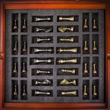 Alternative view of Staunton Set Schachbrett aus Nussbaum und Ahorn und Schachfiguren aus massivem Messing