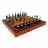 Set "Mary Stuart II" Kunstlederschachbrett & Schachspiel aus Holz und Massivmetall
