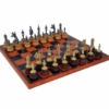 Set "Camelot König Artus IV" Schachbrett aus Kunstleder & Schachspiel aus Metall und Massivholz
