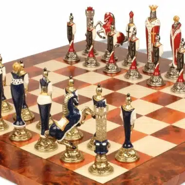 Alternative view of Hochwertiges Renaissance Schachset II Schachbrett aus Holz & Handbemaltes Schachspiel aus Metall