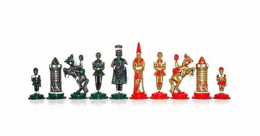 Handbemaltes Metallschachspiel "Camelot und die Legende von König Artus".
