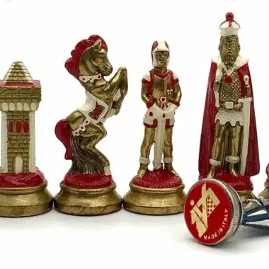 Mary Stuart III Set Kunstlederschachbrett & handbemaltes Metallschachspiel – Bild 8