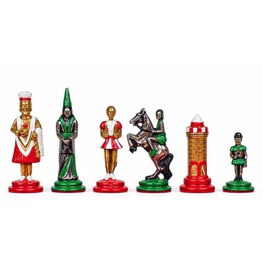 Handbemaltes Metallschachspiel "Camelot und die Legende von König Artus".