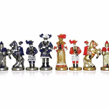 Alternative view of Schachspiel aus handbemaltem Metall Lanzichenecchi Söldner