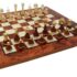 Hochwertiges Perse Schachset aus Ulmen- und Ahornholz & Schachspiel aus massivem Holz und Messing, vergoldet und versilbert
