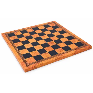 Schachbrett aus Kunstleder Weltkarte, Gesamtansicht diagonal