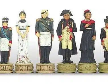 Handbemaltes Schachspiel aus Zinn Napoleon Russische Kampagne