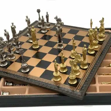 Alternative view of Napoleon-Set Kunstlederschachbrett & Schachspiel aus Massivmetall