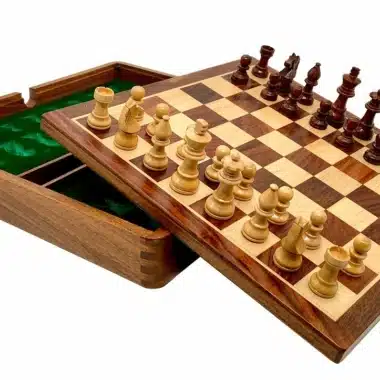 Reise-Magnetisches Schachset mit Holz-Aufbewahrungsfach