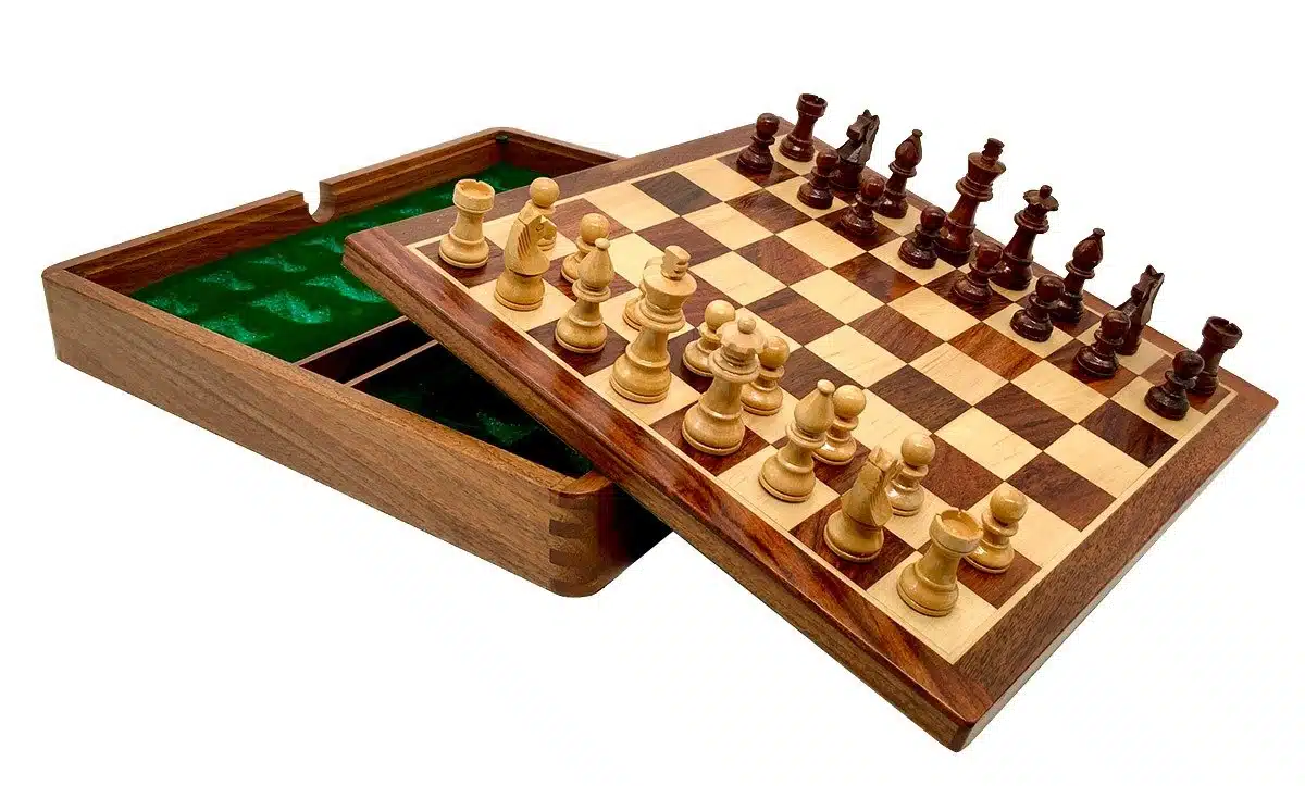 Reise-Magnetisches Schachset mit Holz-Aufbewahrungsfach