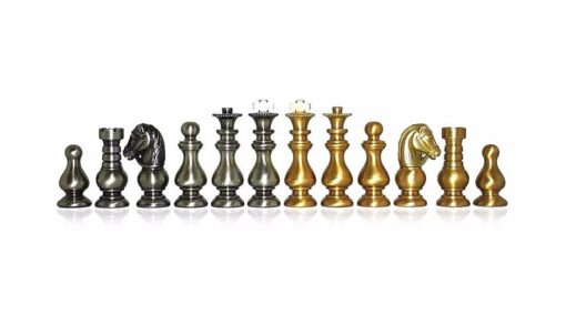 Set "Français II" Schachbrett aus grauem Ahornholz & Schachspiel aus massivem Messing