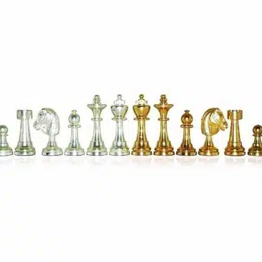 Schachspiel "Staunton" aus massivem Messing mit Gold- und Silberbeschichtung