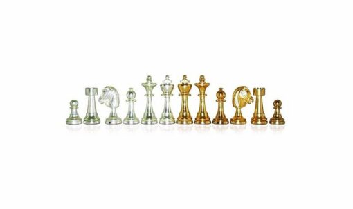 Schachspiel "Staunton" aus massivem Messing mit Gold- und Silberbeschichtung