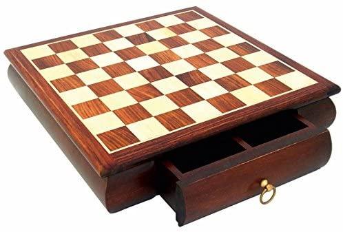 Hunde- und Katzen-Schachbrett aus Rosenholz mit Aufbewahrungsschublade & handbemaltem Schachspiel – Bild 7
