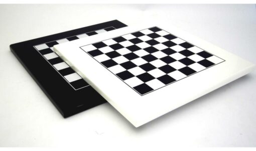 Set "Staunton Design" Schachbrett aus lackiertem Holz & Schachspiel aus schwarz und weiß lackiertem Massivmetall