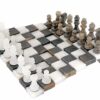 Set "Grau und Weiß" 3D-Schachbrett und Schachspiel aus Alabaster von Volterra