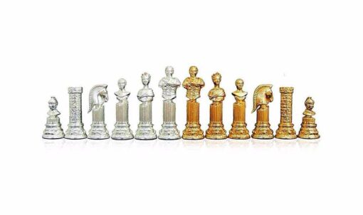 Schachspiel "Römische Säule" aus gold- und silberbeschichtetem Metall