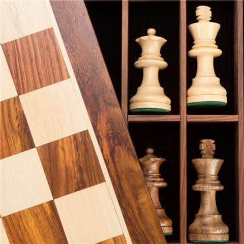 Classic VIII Schachbrett aus Gold-Rosenholz mit integriertem Stauraum & Schachspiel aus Gold-Rosenholz – Bild 2