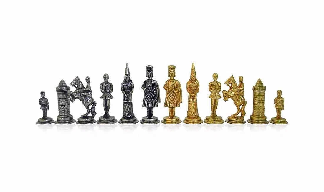 Camelot Set König Artus I Schachbrett aus Rosenholz & Schachspiel aus massivem Metall – Bild 8