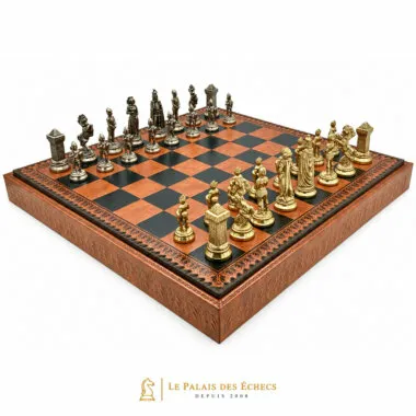 Mary Stuart VII Set, Intarsien-Schachbrett mit goldenen und silbernen Metallfiguren