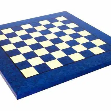Set "Contemporain Bleu" Schachbrett aus Ahornholz & Schachspiel aus massivem Messing